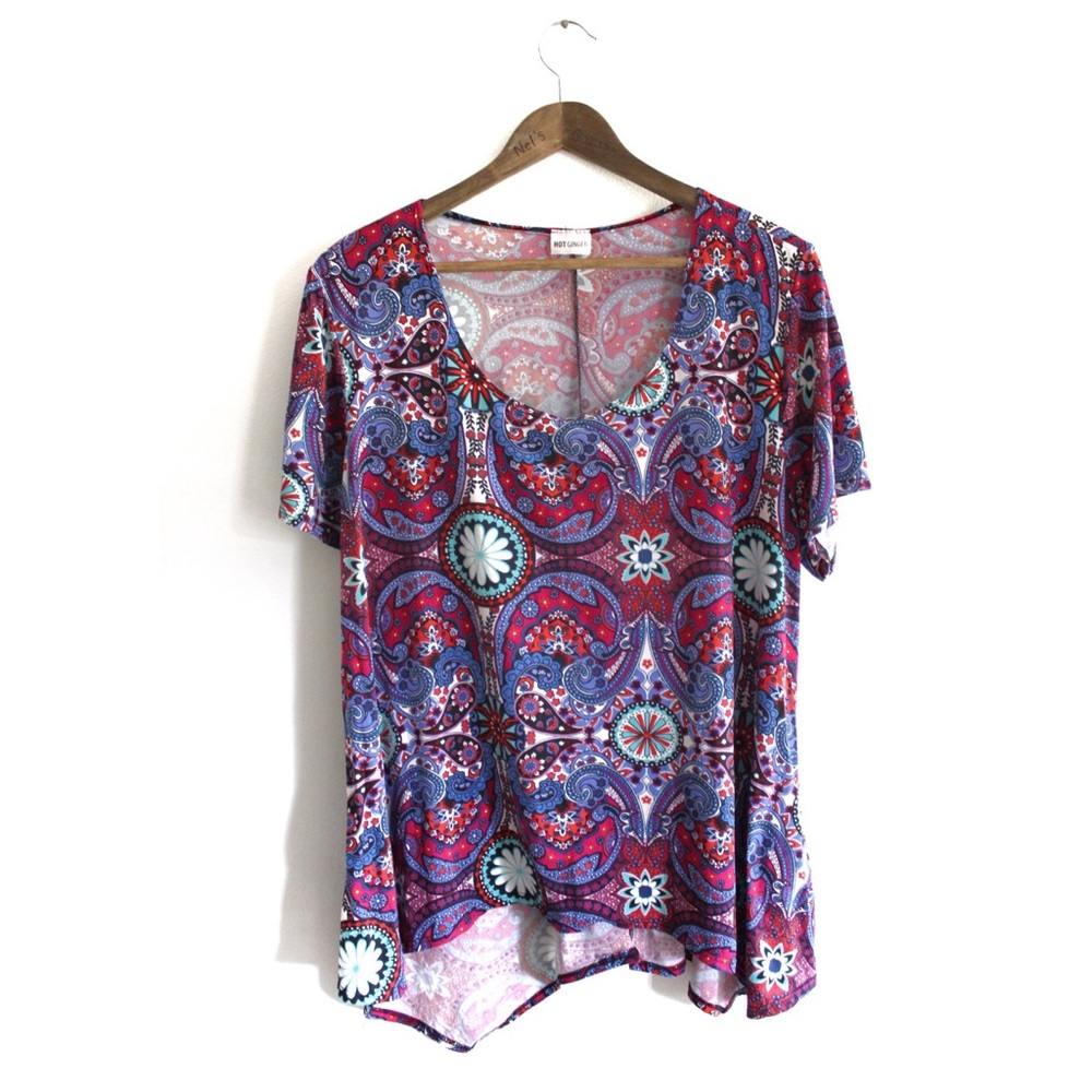 Hot Ginger Preowned Floral Print Swing Top Plus 2X